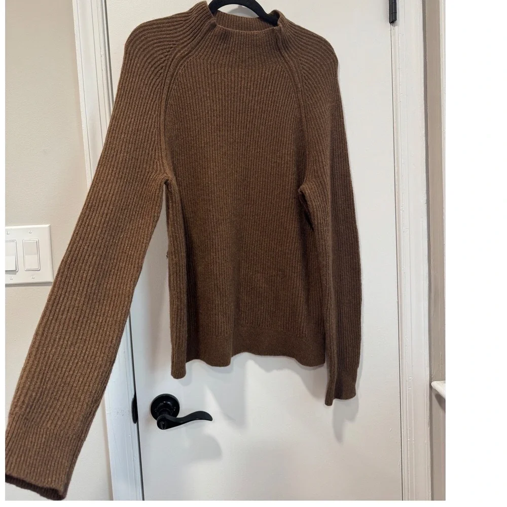 Banana Republic Mens Brown Recycled Italian Wool Ribbed Mock Neck Sweater Size M